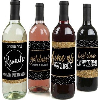 Big Dot Of Happiness Reunited - Class Reunion Party Decor - Wine Bottle Label Stickers - 4 Ct