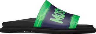 Black & Green Logo Sandals