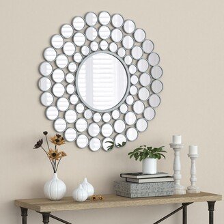 Fedora Solar Decorative Mirror with a Metal Frame in a Silver Finish