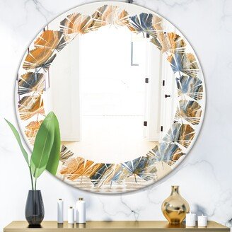 Designart 'Marbled Geode 4' Printed Modern Round or Oval Wall Mirror - Leaves