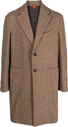 Houndstooth Wool-Blend Single-Breasted Coat-AA