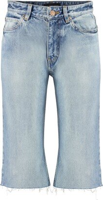 Knee-Length Denim Shorts-AA