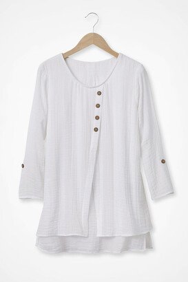 Women's Light as Air Gauze Pullover Tunic Top - White - PS - Petite Size