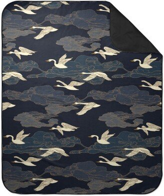 Picnic Blankets: The Wild Swans - Midnight Picnic Blanket, Blue