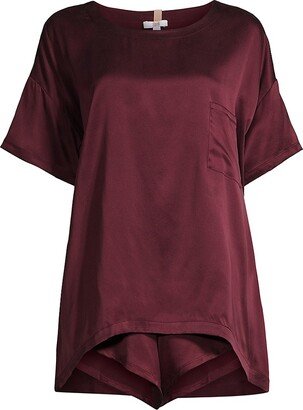 Washable Silk T-Shirt 2-Piece Pajama Set