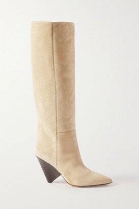 Lakita Suede Knee Boots - Neutrals