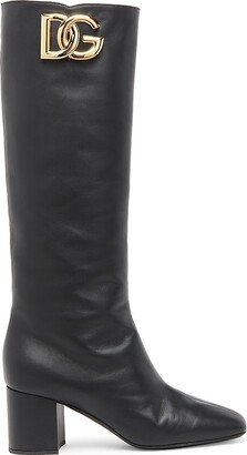 Leather Logo Knee-High Boots