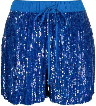 Sequin-Embellished Drawstring Shorts-AB