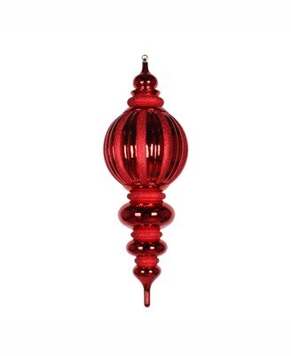 35 Red Shiny/Glitter Finial Christmas Ornament