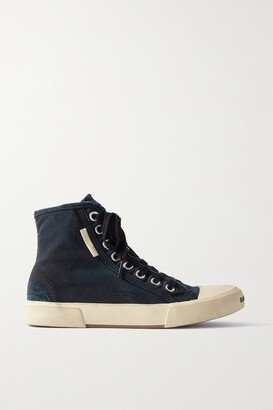 Paris Distressed Canvas High-top Sneakers - Black