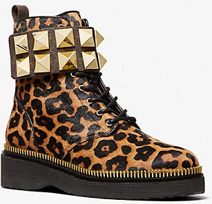Haskell Studded Printed Calf Hair Combat Boot