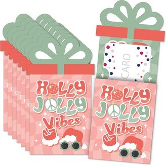 Big Dot Of Happiness Groovy Christmas - Pastel Holiday Party - Nifty Gifty Card Holders - Set of 8