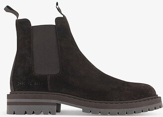 Mens Dark Brown Suede Suede Chelsea Boots