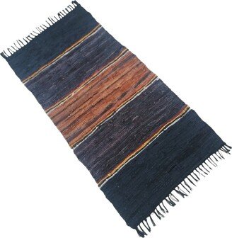 Leather Hearth Rug For Fireplace Fireproof Mat Multicolor Lines