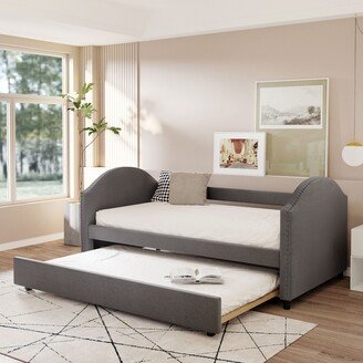 RASOO Full Daybed with Twin Size Trundle, Feature a Backrest and Two Armrests