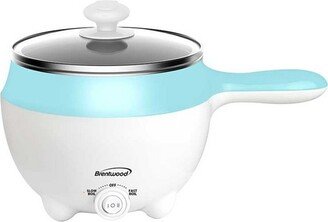 Stainless Steel 1.6 Quart Electric Hot Pot Cooker and Food Steamer in Blue