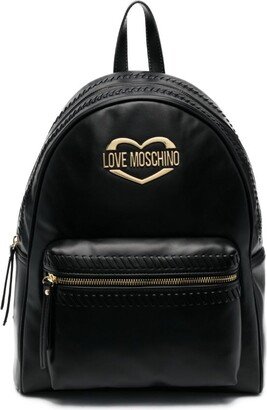 Logo-Plaque Whipstitch-Trim Backpack