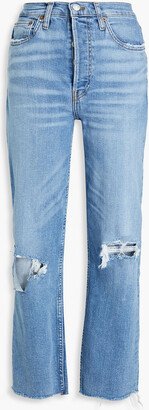 Cropped distressed high-rise straight-leg jeans-AD