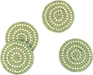 Full Circle Embroidered Coaster, Color - Pale Green,