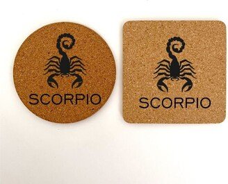 Scorpio Engraved Cork Coasters, Astrological Sign, Zodiac, Born in November, Horoscope, Everyday Use, Table Protector, Free Shipping