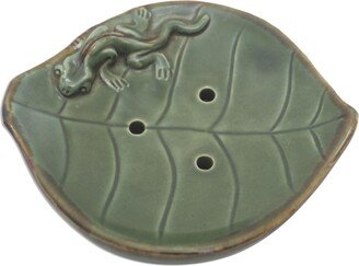 Gecko Home, Ceramic soap dish - Green