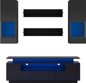 5 Pieces TV Stand Set with 16 Colors LED Light Strips