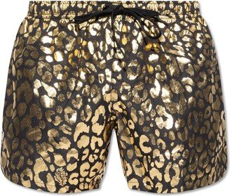 Leopard Printed Drawstring Swim Shorts