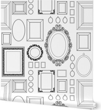 Wallpapers: Vintage Victorian Style Frames - Black And White Wallpaper, 2'X12', Prepasted Removable Smooth, White