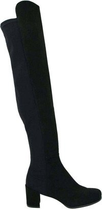 Women's Mid Black Suede With Elastic Back Knee Boot