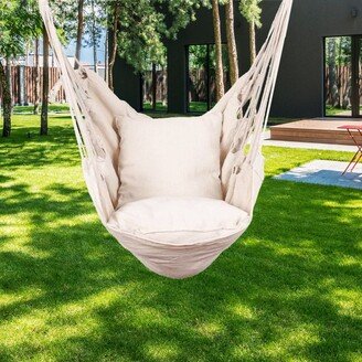 GEROJO Extra Cozy Hammock Swing Chair with Cushions and Carrying Bag - Natural Color, Weight Capacity 300 lbs