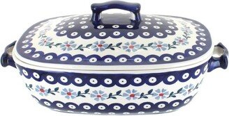 Blue Rose Pottery Blue Rose Polish Pottery Blue Violet Roaster with Lid