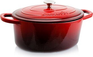 Artisan 7 Quart Oval Enameled Cast Iron Dutch Oven in Scarlet Red