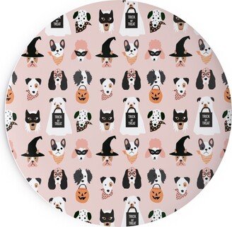 Salad Plates: Halloween Puppies On Pink Salad Plate, Pink