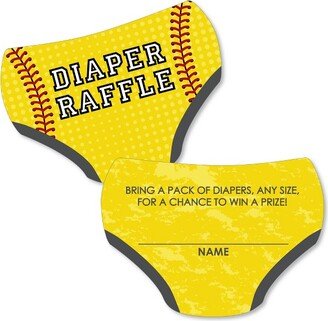 Big Dot of Happiness Grand Slam - Fastpitch Softball - Diaper Shaped Raffle Ticket Inserts - Baby Shower Activities - Diaper Raffle Game - Set of 24