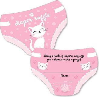 Big Dot of Happiness Purr-fect Kitty Cat - Diaper Shaped Raffle Ticket Inserts - Kitten Meow Baby Shower Activities - Diaper Raffle Game - Set of 24