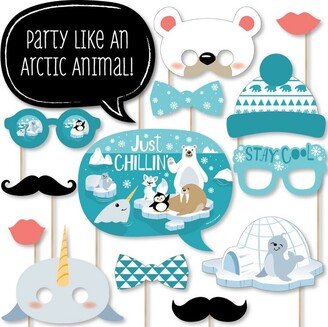Big Dot of Happiness Arctic Polar Animals - Winter Baby Shower or Birthday Party Photo Booth Props Kit - 20 Count