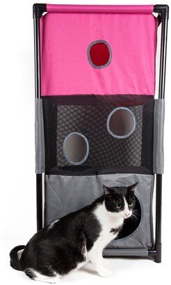 PETKIT Pink/Grey Kitty-Square Obstacle Soft Folding Sturdy Play-Active Travel Collapsible Travel Pet Cat House Furniture