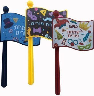 Dress Up America Purim Gragger - Holiday Noisemakers for Kids - 3 Pack of Assorted Color Party Graggers