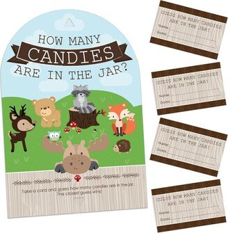 Big Dot of Happiness Woodland Creatures - How Many Candies Baby Shower or Birthday Party Game - 1 Stand and 40 Cards - Candy Guessing Game