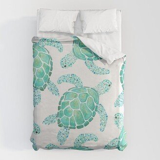 Sea Turtle Pattern - Blue Duvet Cover