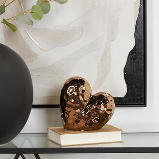 Studio 350 Rose Gold Ceramic Dimensional Angled Origami Inspired Heart Sculpture with Faceted Exterior