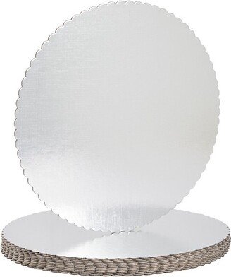 Juvale 12 Pack Silver 12 Inch Cake Drums for Baking, Round Scalloped Cake Boards for Desserts, Bakery
