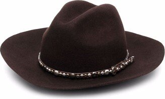 Golden Fedora Hat Felt With Studded Leather Belt