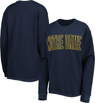 Women's Pressbox Navy Notre Dame Fighting Irish Surf Plus Size Southlawn Waffle-Knit Thermal Tri-Blend Long Sleeve T-shirt