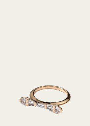 Nak Armstrong 20K Rose Gold Baton Ring with White Diamonds