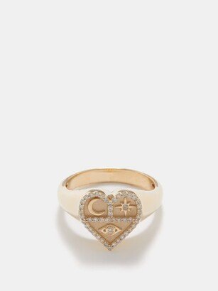 Icons Diamond & 14kt Gold Signet Ring