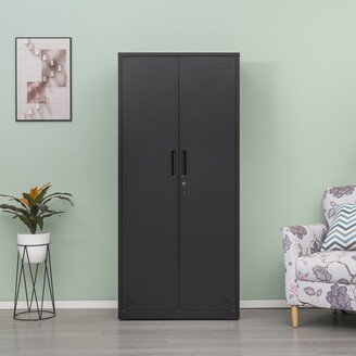 High Storage Cabinet with 2 Doors and 4 Partitions to Separate 5 Storage Spaces