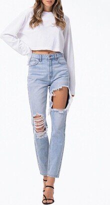 Jelly Jeans High-Rise Distressed Tapered Jeans In Light Blue