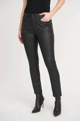 Jean With Satin Leather-Like Finish In Black