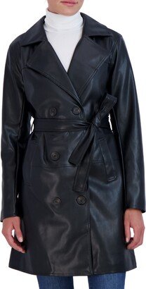 Faux Leather Trench Jacket